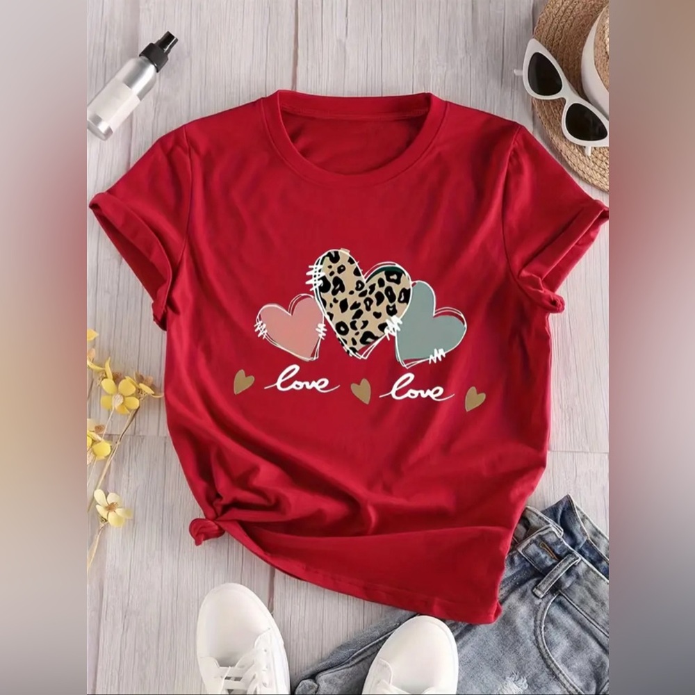 1X Plus Size Letter Print T-Shirt Casual Crew Neck Short Sleeve T-Shirt - Picture 1 of 6